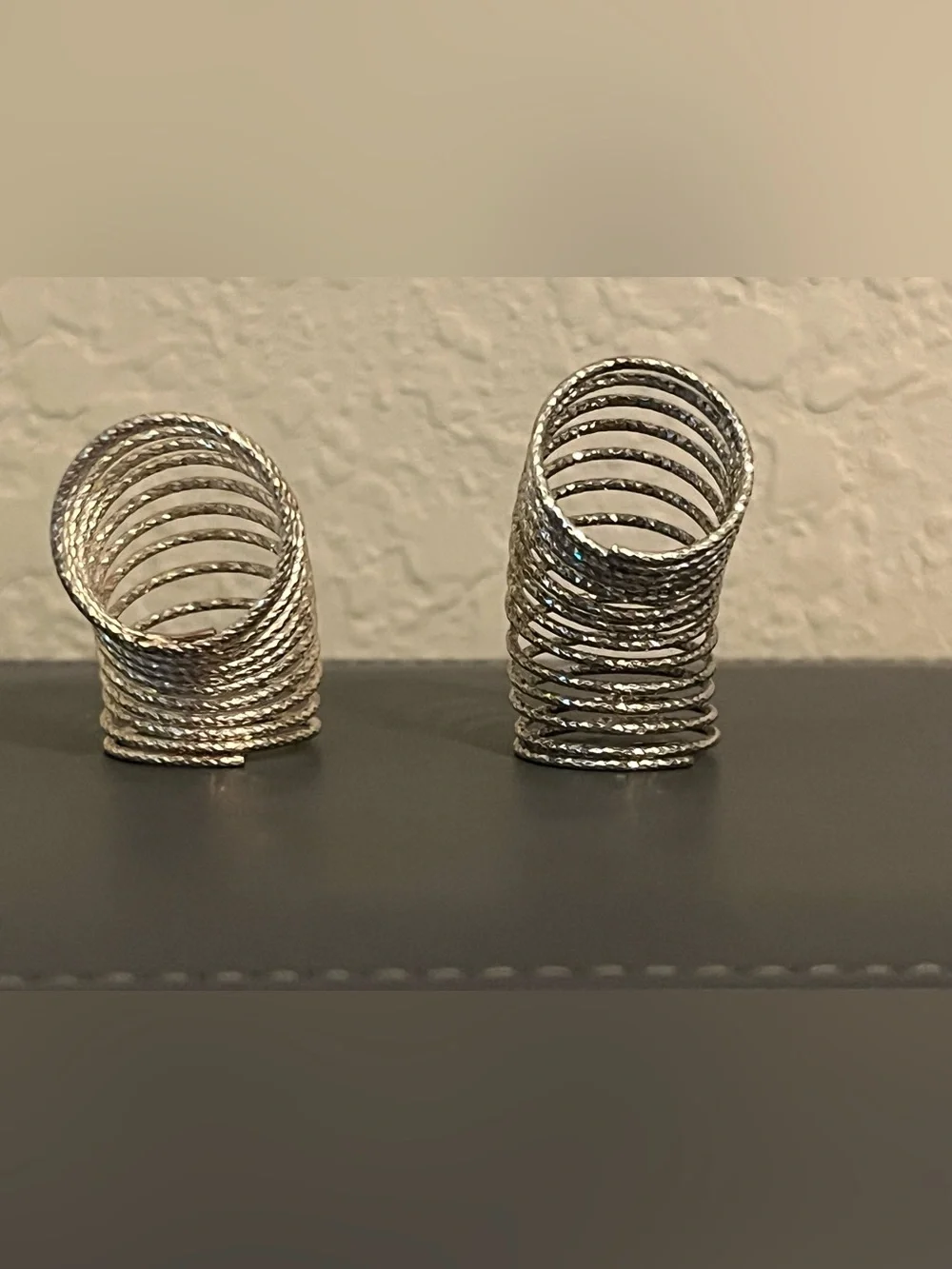 Sterling Silver Textured Coil Rings sz 6 and size 8